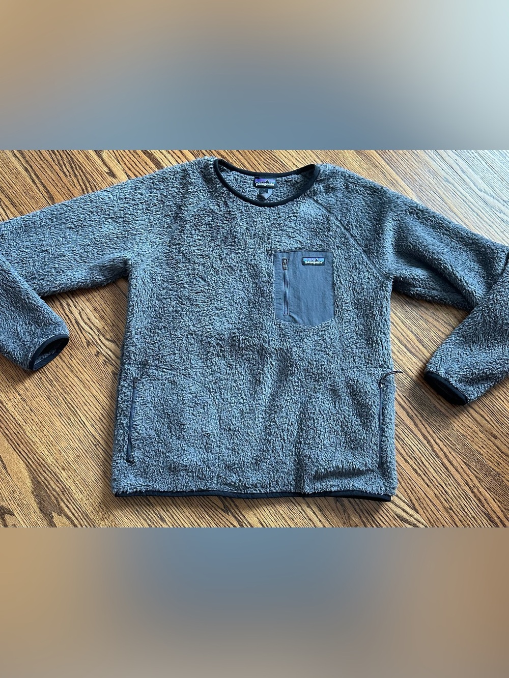 Patagonia Gray Sherpa Pullover Sweater with Chest Pocket